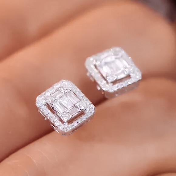 🔵𝟲𝟱%𝗢𝗙𝗙 𝗯𝘂𝗻𝗱𝗹𝗲𝘀 𝟯+🔵 NEW 925 CZ Paved Rectangular Fancy Earrings - Picture 5 of 13